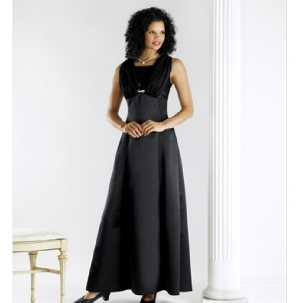 SATIN EMPIRE WAIST WITH CHIFFON OVERLAY